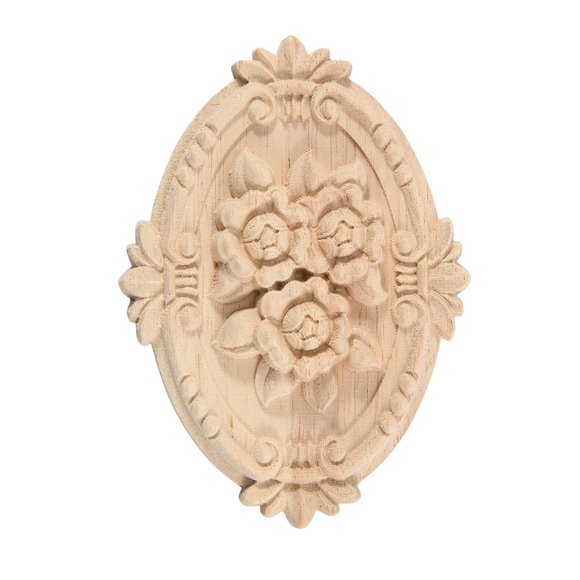 Adorno de Madera Retro Apliques Talla para Puerta Gabinete DecoracióN Muebles (13X9Cm)