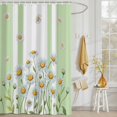 thumbnail image 3 of Shower Curtain Watercolor Daisy Leaf Shower Curtains for Bathroom Decor, Waterproof Polyester Shower Curtain Set with Hooks, Extra Long 72" x 84" Green Stripes, 3 of 9