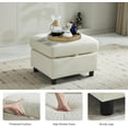 thumbnail image 5 of 25" Square Storage Ottoman for Modular Couch, Convertible Footrest with Hidden Compartment, Chenille Upholstered Coffee Table & Extra Living Room Seating,Beige, 5 of 6