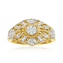 Ross-Simons 0.25 ct. t.w. Diamond Floral Milgrain Vintage-Inspired Ring in 18kt Gold Over Sterling, Women's, Adult