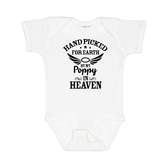 Inktastic Handpicked for Earth by My Poppy in Heaven with Angel Wings` Boys or Girls Baby Bodysuit