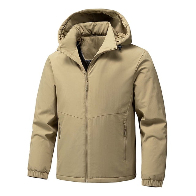 Kalauyu Mens Parka Hoodie Winter Padded Jackets Full Zipper Windproof Jacket Coat