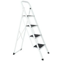 Beran7 Step Ladder 4 Step Folding with Anti-Slip Pedal, Lightweight 4 Step Ladder with Handrails, 330 lbs Capacity Perfect for Kitchen & Household