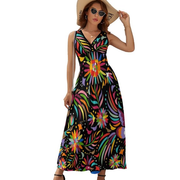 Mexican Black Pattern Sleeveless Dress Summer Women Clothes Dress for Pregnant Women Dresses