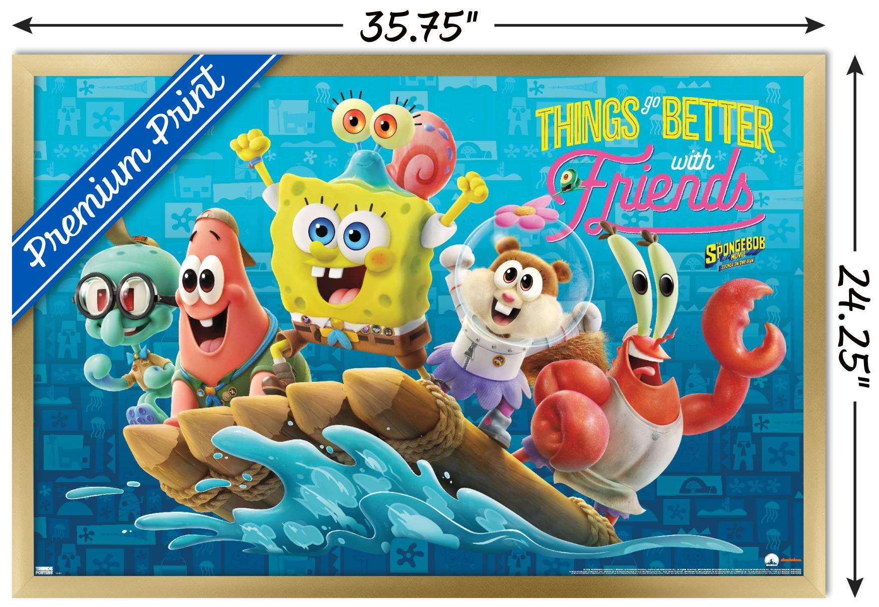 The SpongeBob MoVie: Sponge On The Run - Friends Wall Poster, 22.375" x 34", Framed