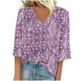 thumbnail image 2 of Rciityk Women's 3/4 Sleeve T-Shirts Blouses Printed Summer V-Neck Casual Three Quarter Sleeve Pullover Tops, 2 of 5