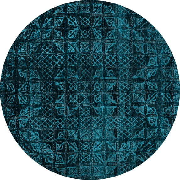 Ahgly Company Indoor Round Abstract Light Blue Modern Area Rugs, 7' Round