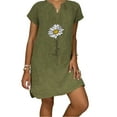 thumbnail image 1 of SMihono Robe d'Été pour Femmes Grande Taille Femmes Manches Courtes Col en V Décontractée Chaude Vacances Imprimée Mini Robe Droite, 1 of 1