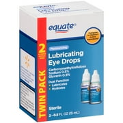 Equate Moisturizing Lubricating Eye Drops, 0.5 Oz, 2 Pk