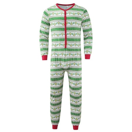 

Christmas Gifts Parent Child Warm Christmas Print Set Home Wear Pajamas Romper Jumpsuit Dad Set Polyester Green Xl