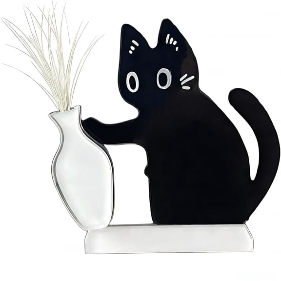 HBMYN Acrylic Cat Whisker Keepsake Vase Refrigerator Magnets, Cat Whisker Holder, Pet Memorial Decor, Cats Fur Keepsake, Gift for Cats Lover.(Magnetic Type, Black)