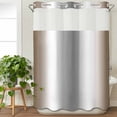 thumbnail image 3 of Brown Grey No Hook Shower Curtain Waterproof, Bathroom Curtains with Snap in Liners and See Through Top Window, Gray Farmhouse Modern Rustic Hotel Style Bathtub Curtains Shower 60"Wx72"L, 3 of 8