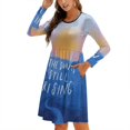 thumbnail image 1 of The Sun Is Still Rising-Inspirational Quote And Abstract Blue Sweetheart Knot Flared Dress Fashion Design Large Size Loose, 1 of 5