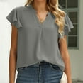 thumbnail image 4 of LYXSSBYX Womens Tops Clearance Women Loose Casual Short Sleeve V-Neck Solid Casual Blouse T-shirt Tunic Tops, 4 of 9