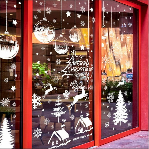 Hogar y cocina, Decoración del hogar, Pegatinas navideñas para ventanas, Pegatinas coloridas para ventanas, Pegatinas de muñeco de nieve para ventanas, Decoración navideña, Pegatinas de pared colorida