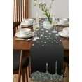 thumbnail image 4 of Table Runner Dresser Scarves 72 Inch Long, Shining Crystal Bling Diamond Linen Dining Table Runners Water Drop on Black Grey Tabletop Scarf for Wedding Holiday Party Kitchen, 4 of 7