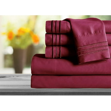 Mocassi 1800 Series Sheet Set 2 Pieces Pillowcases, King Size - Burgundy