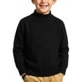 thumbnail image 2 of Husipze Boys Crewneck Sweater Solid Long Sleeve Kids Thick Warm School Pullover Fall Winter Basic Cozy Knit Jumper Tops Black 3-4 Years, 2 of 9