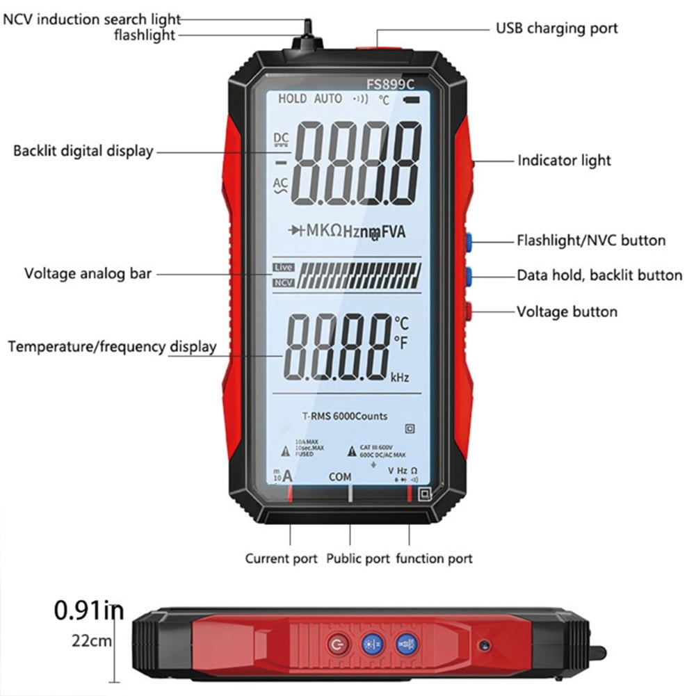 Multimeter with USB C Charging Capability for Accurate Electrical Readings