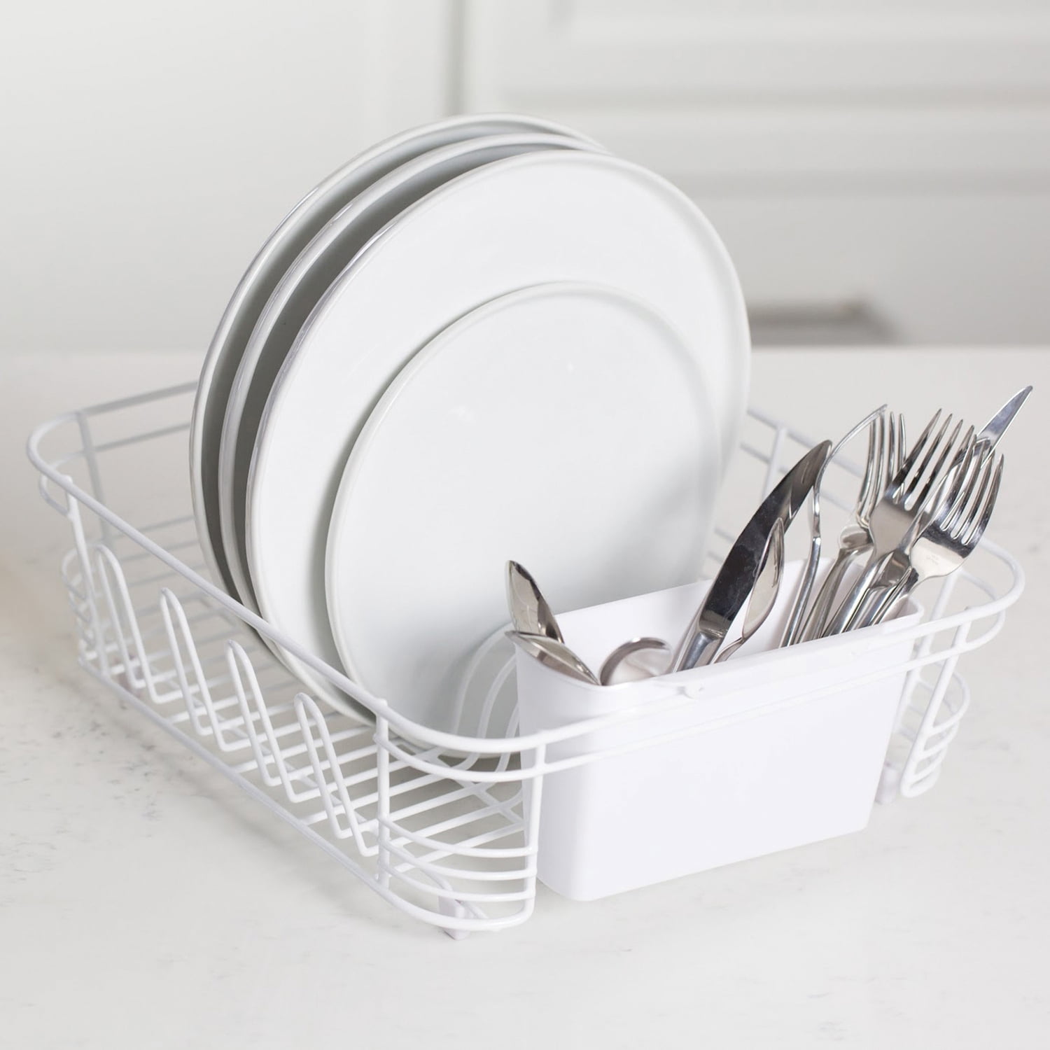 Better Houseware 2-Piece Dish Drainer, White