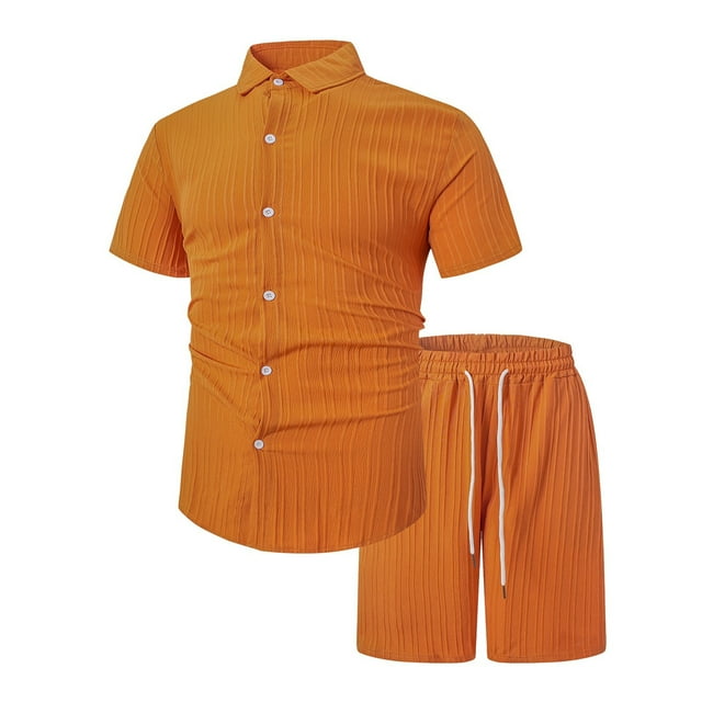 toraway Mens Suits 2 Piece Classic Fit Mens Spring and Summer Leisure Sports Comfortable Breathable Sweat Absorbing Short Sleeved Shorts Two Piece Set XXL