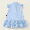 thumbnail image 6 of Ashirexll Little Girl Dresses, Girls Summer Dress, 3-8Y Children Short Sleeve Turndown Collar Dress Summer Casual Shirt Dress Pleated Lace Bowknot, 6 of 7