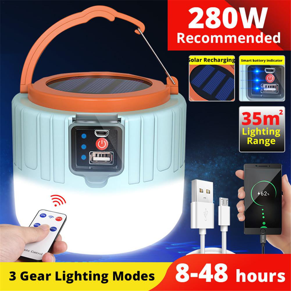 Rechargeable LED Camping Light Tent Lantern Remote Control Night Lamp Outdoor 