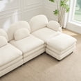 thumbnail image 6 of Miekor Furniture Teddy Fabric Cloud-like 3-Seat Sofa,Curved Backrest and Armrest with Curved Lumbar Pillows, Sectional 3 Seater Modular Couch with 2 movable Ottomans and Supportive Double-laye No1173, 6 of 9