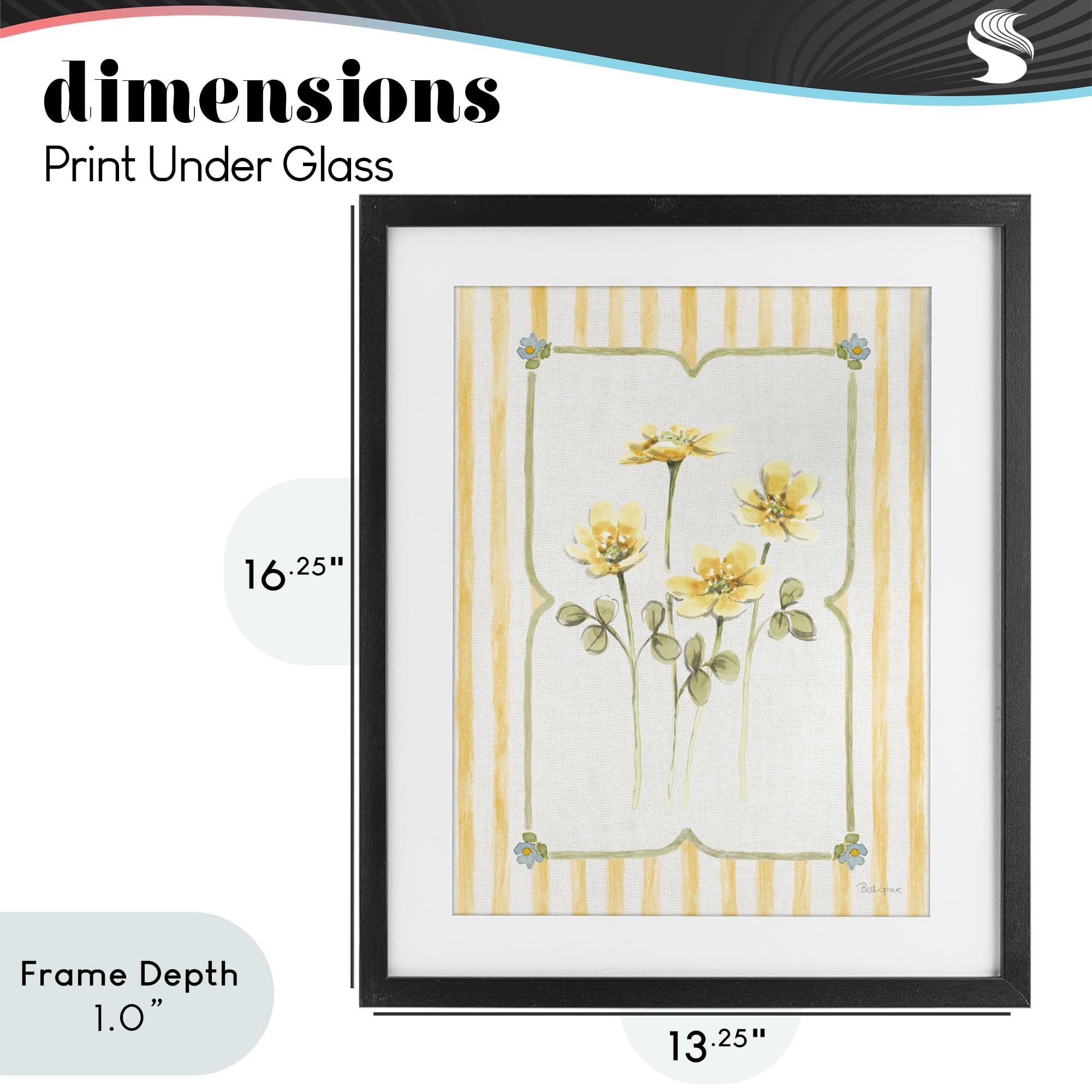 Stupell Industries Sweet Honey Florals Black Framed Print Under Glass, design by Beth Grove