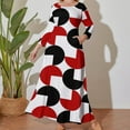 thumbnail image 4 of Geometric Retro Style Black Red White Long Sleeved Dress prom dresses elegant chic wedding evening dresses cute dress, 4 of 7