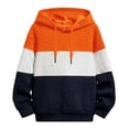 thumbnail image 4 of Lohuatrd Men Fall Winter Hoodie Drawstring Applique Colorblock Knitted Elastic Cuff Hooded Thick Warm Loose Soft Warm Casual Men Top, 4 of 7