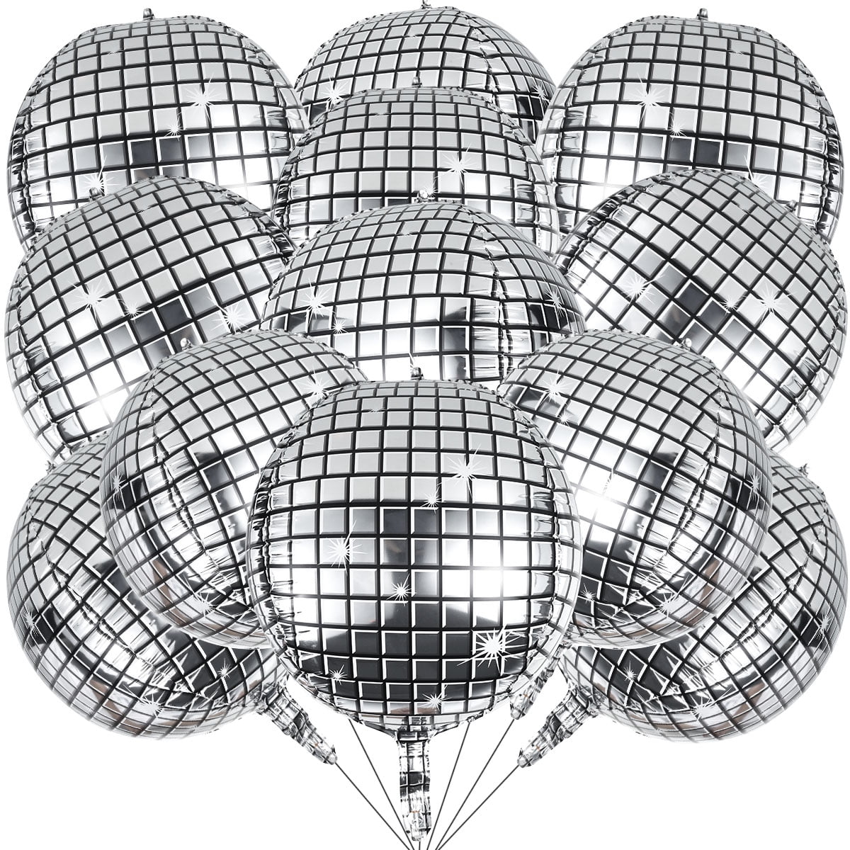 Mirrored Silver Disco Ball Mylar Reusable Foil Helium Air Balloon 15