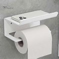thumbnail image 4 of 1 Set Paper Towel Rack Easy Installation Carbon Steel Wall-mounted Toilet Paper Holder with Shelf for Home Bathroom, 4 of 4