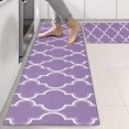 thumbnail image 2 of Kitchen Rugs Sets Of 2,Purple Geometric Quatrefoil Pattern Anti Fatigue Kitchen Mat Rugs Non Slip Washable,Decorative Kitchen Floor Mats for Kitchen,Sink,Laundry,17"X47", 2 of 5