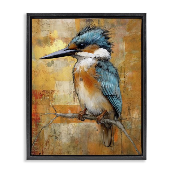 Stupell Industries Modern Blue Jay Modern Black Floating Frame Canvas Art, 17 x 21, by Enrico McGarrigle