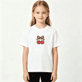 thumbnail image 2 of Leopard Bow Cherry Girls Graphic Tee, Cute Summer Fruit Sweet 100% Cotton Kids Short Sleeve T-Shirt, 2 of 5