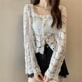 thumbnail image 6 of Hollowed Crochet Knit Lace Cardigan for Womens Long Sleeve See Through Jackets Coat Button Down Outwear Beach Coverup, 6 of 8