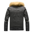 thumbnail image 3 of Fgnfyis Men's Jacket Autumn Winter Coat Fashion Denim Solid Color Lapels Plus Velvet Thicken Top Warm Zipper Retro Mens Winter Coat Yellow XXXL, 3 of 8