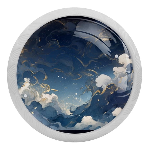 HemaKayy 4 Pack 1.37" Decorative Cabinet Knobs - Glow-in-the-Dark Drawer Handles - ABS Glass, Elegant Design, Durable & Rust-Resistant for Home Kitchen & Bedroom - Unique Marble Design