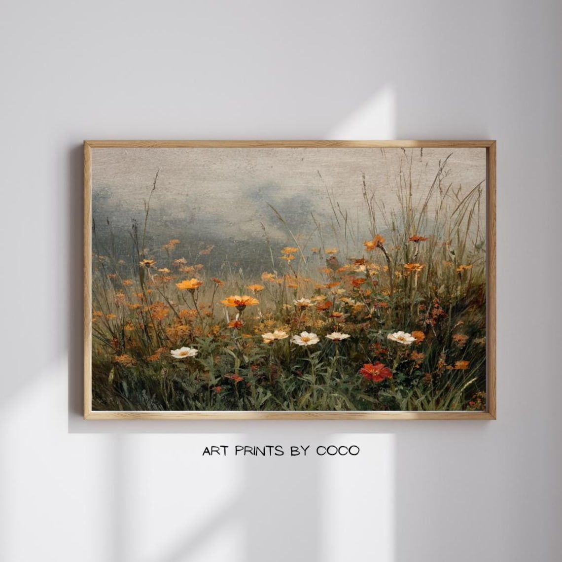 Vintage Wildflowers Floral Print Rustic Fall Home Decor Wall Art Nature Bouquet Elegant