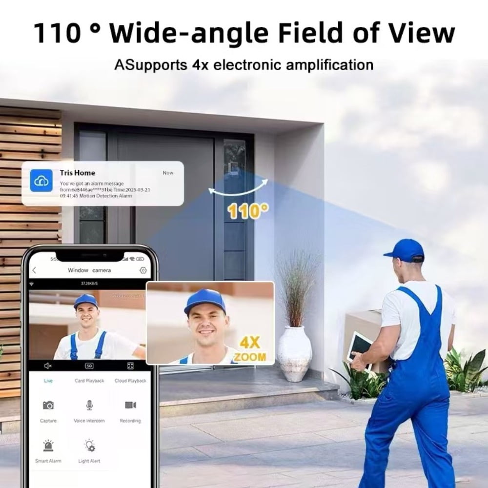 AI Home Security Window Camera, Baby Monitor Camera, 3MP 1296P Resolution, 110Wide-angle Field of View, 4X Zoom, Al Enhanced Color Night Vision, 2.4G&5G Dual WiFi, Two-way Audio, Works with Alexa