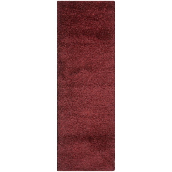 SAFAVIEH California Plush Solid Shag Runner Rug, Maroon, 2'3" x 5'