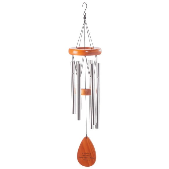Fox Valley Traders Personalized Wooden Wind Chime, Customized Memorial Gift, 19†Long x 4†Diameter
