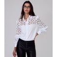 thumbnail image 6 of Women'S Lace Crochet Mock Neck Long Sleeve Button Elegant Blouse Shirt Top White XXL, 6 of 7