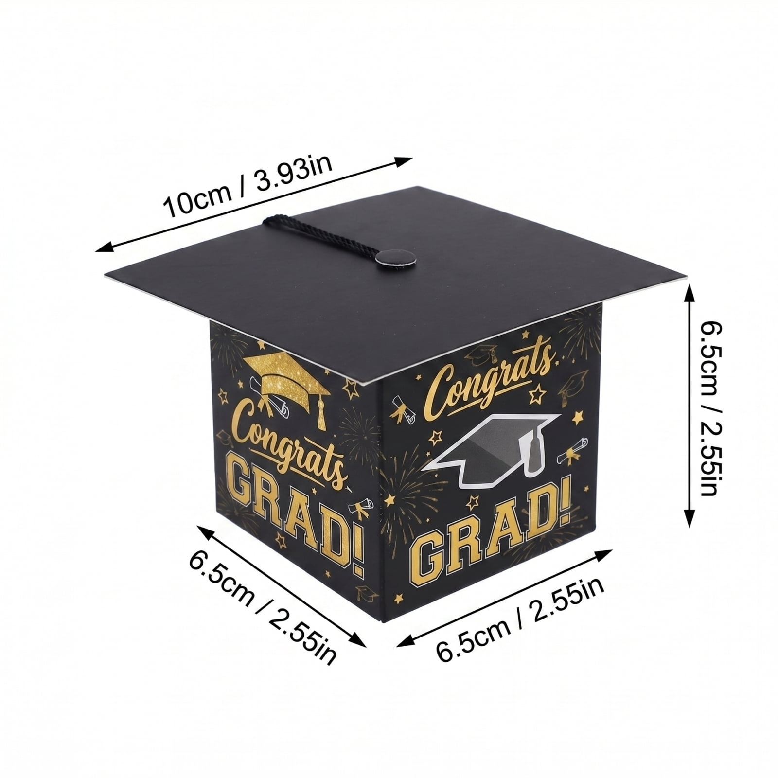 Graduation Grad Cap Boxes for Candy - 2026 Ceremony Party Favor Containers for Dessert Table Decor (Black)