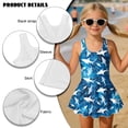 thumbnail image 6 of Yuyamidu Blue Sharks Girls One Piece Swimsuits with Skirt Quick Dry Bathing Suit Summer Beach Swim Dress Hawaiian Sleeveless Twirly Swimsuit, 6 of 7