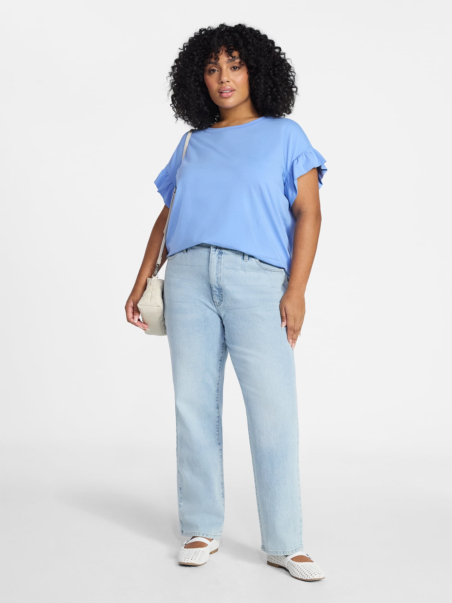 Terra & Sky Women's Plus Ruffle Short Sleeve Tee, Sizes 0X-5X