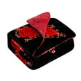thumbnail image 3 of JML 3 piece Fleece/ Sherpa Comforter Set Red Rose King Floral, 3 of 5