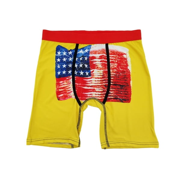 PSD Mens Yellow Patriotic US Flag Bacon Boxer Briefs Underwear XLarge