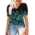 thumbnail image 4 of Mifsaly Cotton Shirts for Women V Neck Short Sleeve Summer Tops Floral Print Elegant Business Blouses Loose Casual Vacation Office Work Tshirts 2026 Trendy Outfits, 4 of 6